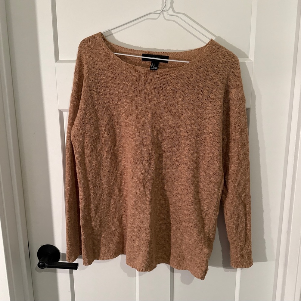 Forever 21 Camel Knit Long Sleeve Knit Top